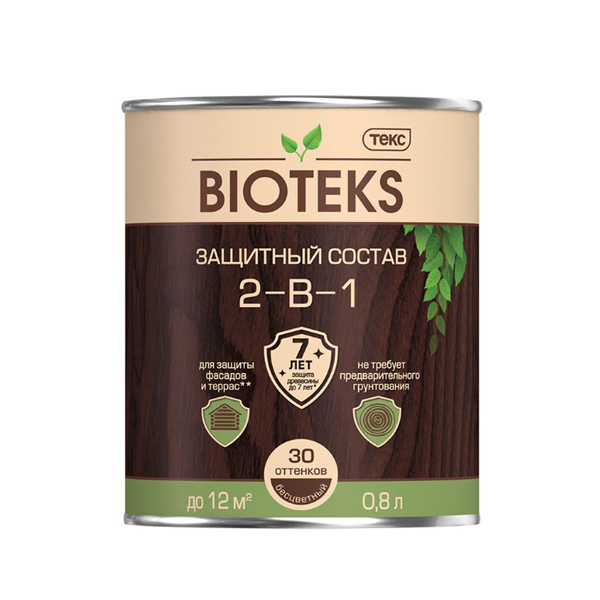 Антисептик Текс Bioteks 2-в-1 декоративный для дерева орегон 0,8 л