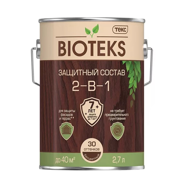 Антисептик Текс Bioteks 2-в-1 декоративный для дерева палисандр 2.7 л