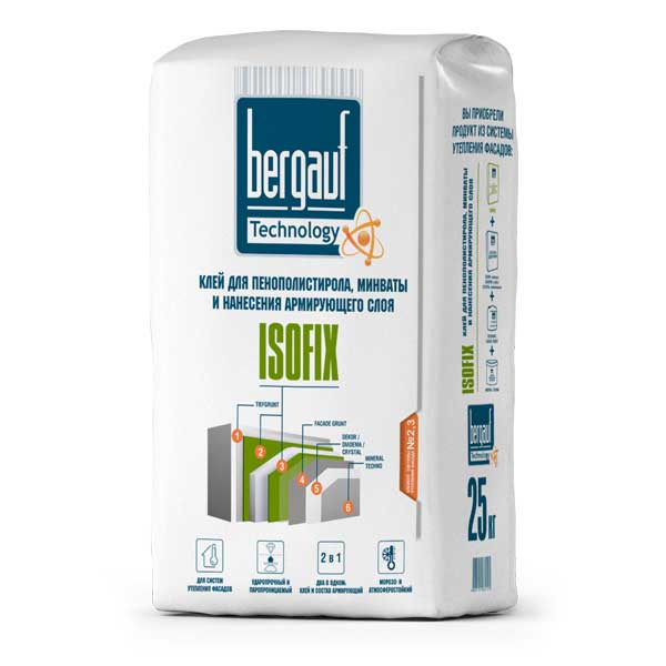 Клей для теплоизоляции Bergauf ISOFIX 25 кг