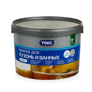 Краска в/д Текс Профи для ванных и кухонь моющаяся белая основа А 9 л