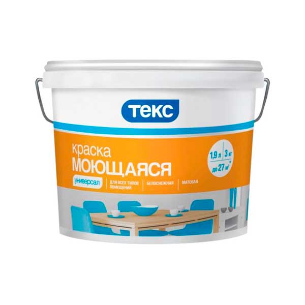 Краска в/д Текс Универсал моющаяся белая основа А 1.9 л