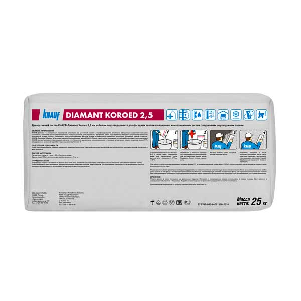Декоративная штукатурка КНАУФ-Диамант короед 2.5 25 кг — изображение 2