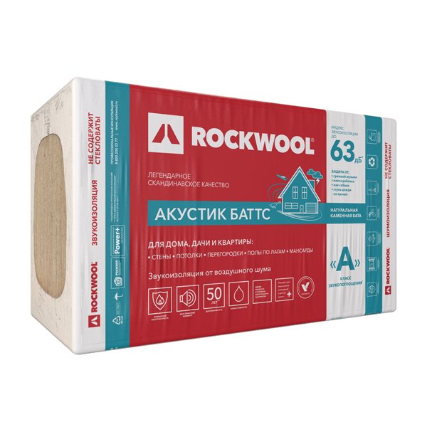 Шумоизоляция Rockwool Акустик Баттс 1000х600х100 мм 5 шт 0.3 м3