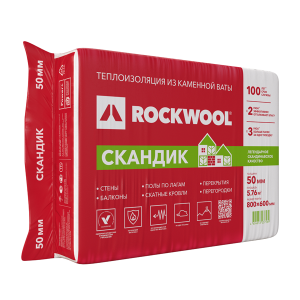 Утеплитель Rockwool Лайт Баттс Скандик 800х600х50 мм 12 шт 5.76 м2