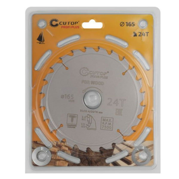 Диск пильный по дереву Cutop Profi plus c тефлоновым покрытием 24Т 165х1.3/2 х 30/25.4/20/16 мм — изображение 2