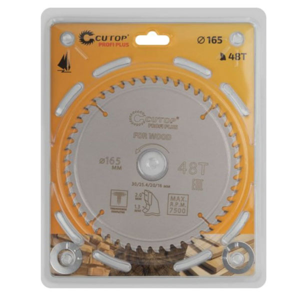 Диск пильный по дереву Cutop Profi plus c тефлоновым покрытием 48Т 165х1.3/2х30/25.4/20/16 мм — изображение 2