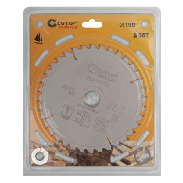 Диск пильный по дереву Cutop Profi plus c тефлоновым покрытием 36Т 190х1.5/2.2 х 30/25.4/20/16 мм — изображение 2